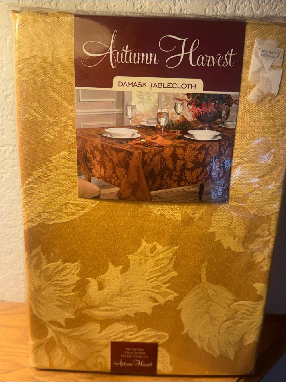 Gold Damask Tablecloth harvest fall round